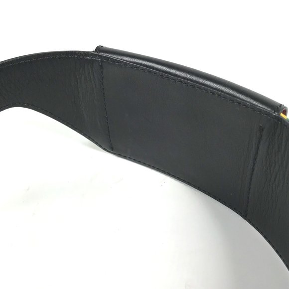 CELINE Wide Belt with Scarf Pattern Waist Bag Leather Silk Women's Black - Picture 11 of 12